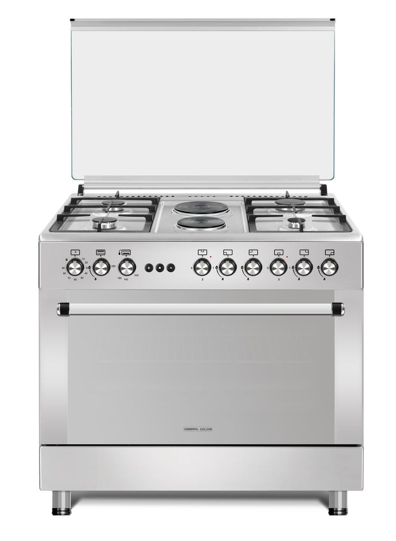 General Goldin 90x60cm 4 Gaz & 2 Electric Burners Ranger, Iron Cast Stand, Auto Burner, 2 Turbo Fans ,Total Safety, Easy to Clean Surface, Oven Grill & fan - Image 1